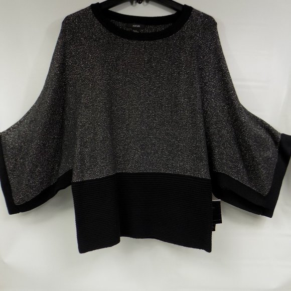 Alfani Black Metallic Sparkly Wide Sleeved Sweater Size Small NWT - Picture 1 of 7